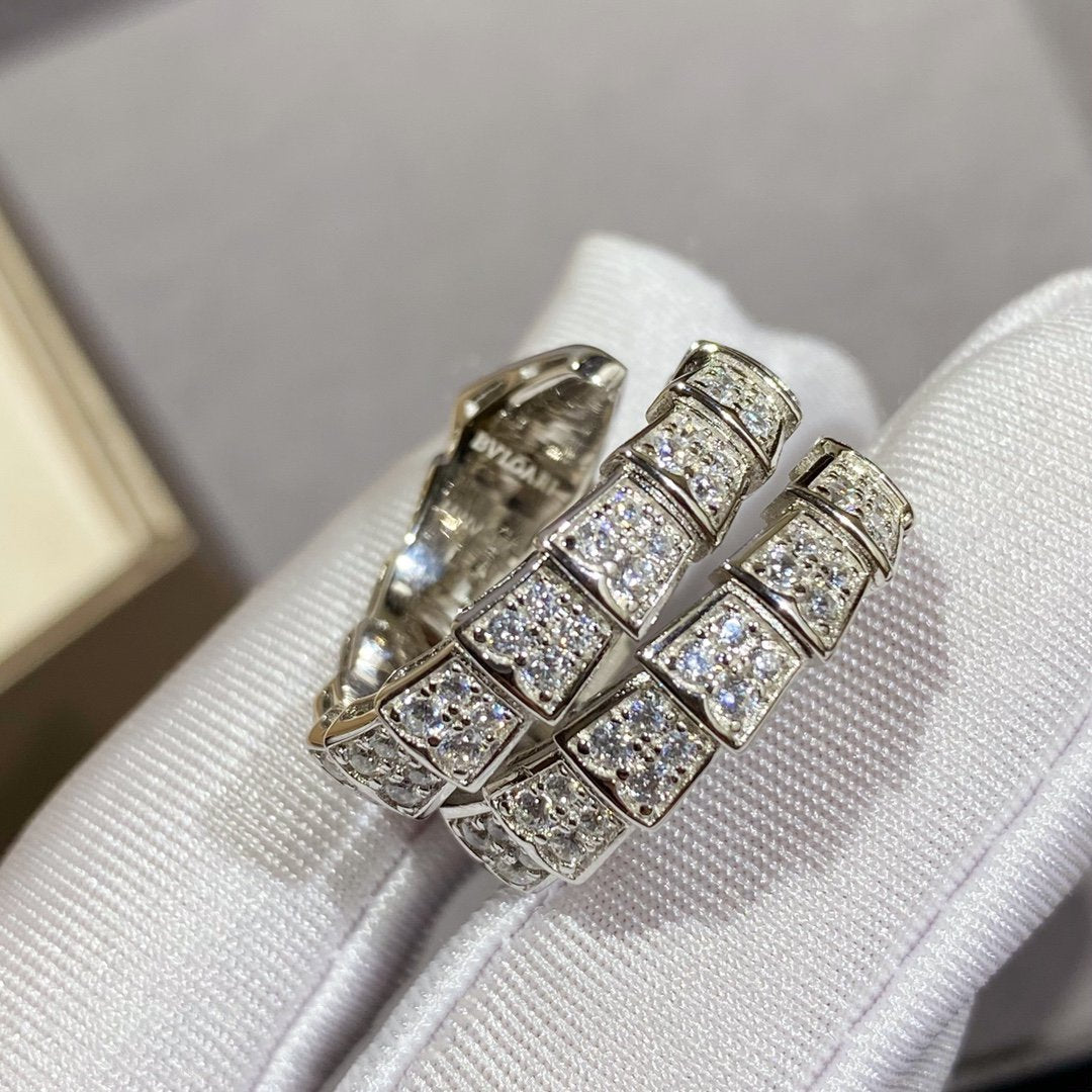 [Regalia jewelry]SERPENTI DOUBLE RING SILVER DIAMOND PAVED