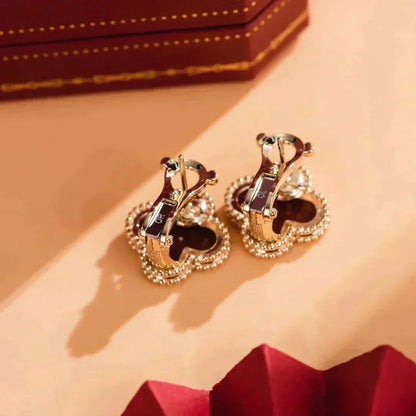 [Regalia jewelry]CLOVER MEDIUM 1 MOTIFS CARNELIAN  EARRINGS