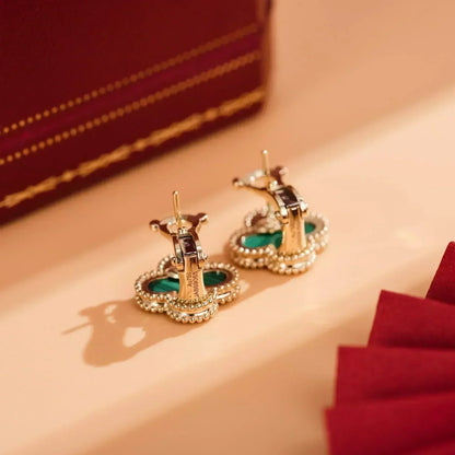 [Regalia jewelry]CLOVER MEDIUM 1 MOTIFS MALACHITE  EARRINGS