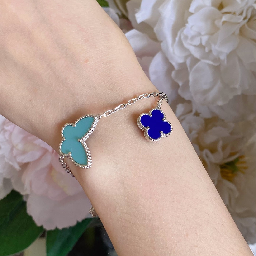 [Joyas Regalia]PULSERA DE PLATA LUCKY SPRING CON 4 MOTIVOS