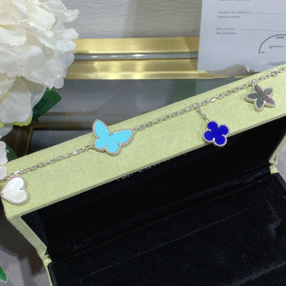 [Joyas Regalia]PULSERA DE PLATA LUCKY SPRING CON 4 MOTIVOS