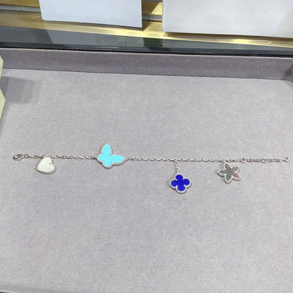 [Joyas Regalia]PULSERA DE PLATA LUCKY SPRING CON 4 MOTIVOS