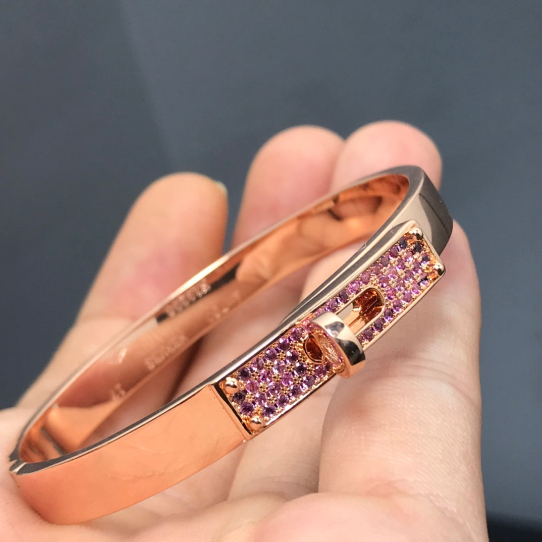 [Joyas Regalia]PULSERA KELLY CON DIAMANTE ROSA