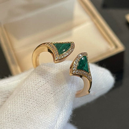 [Regalia jewelry]DREAM MALACHITE DIAMOND OPEN RING