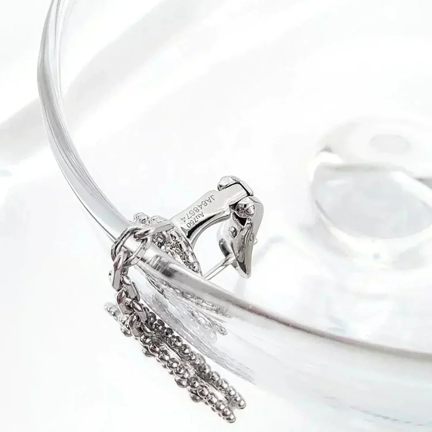 [Regalia jewelry]CLOVER 2 MOTIFS  DIAMOND ONYX EARRINGS SILVER