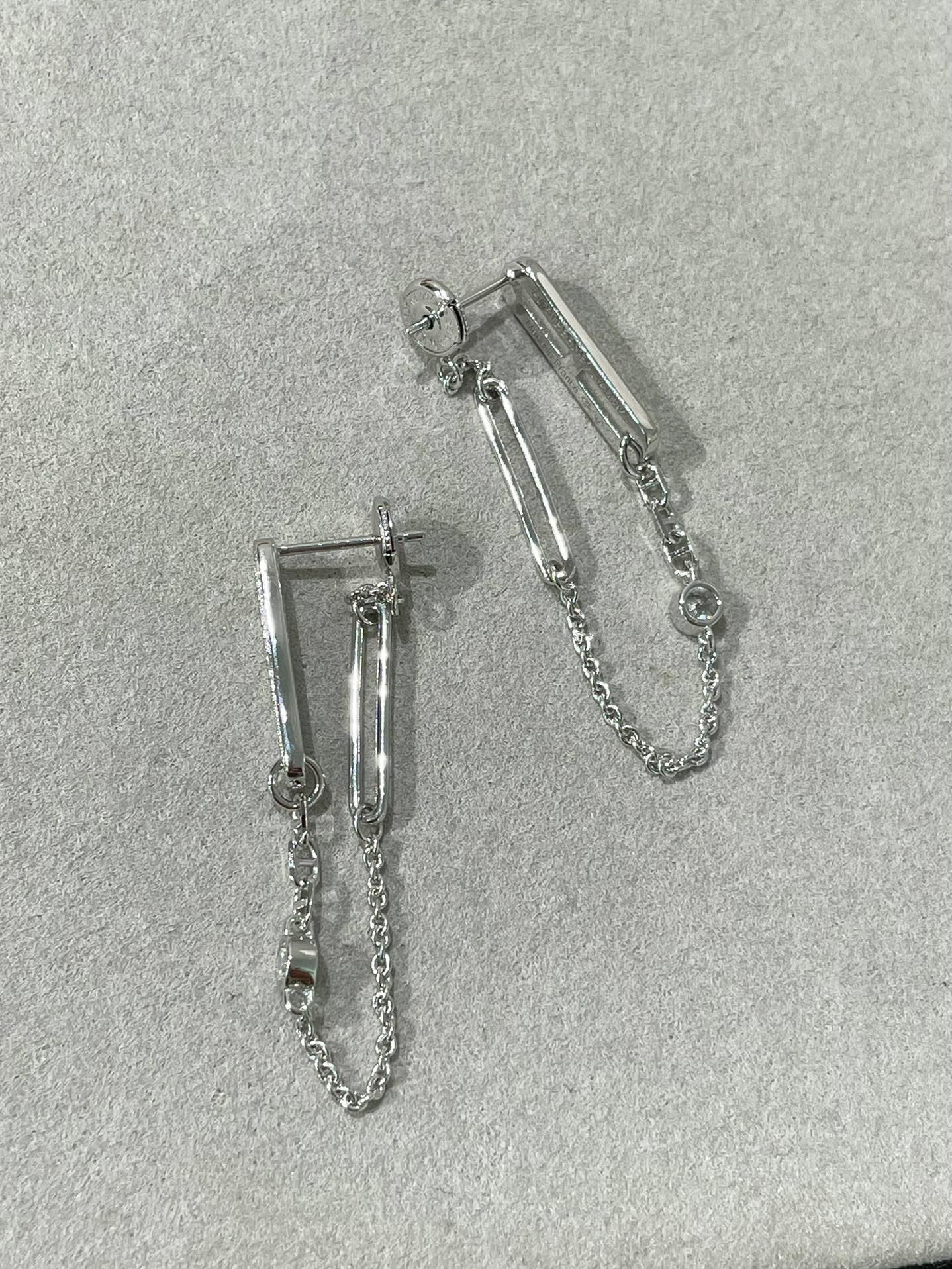 [Bijoux Regalia] BOUCLES D'OREILLES PENDANTES DIAMANT CHAINE CHAOS