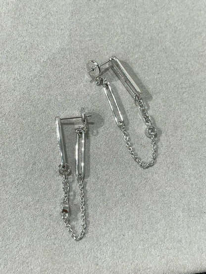 [Bijoux Regalia] BOUCLES D'OREILLES PENDANTES DIAMANT CHAINE CHAOS