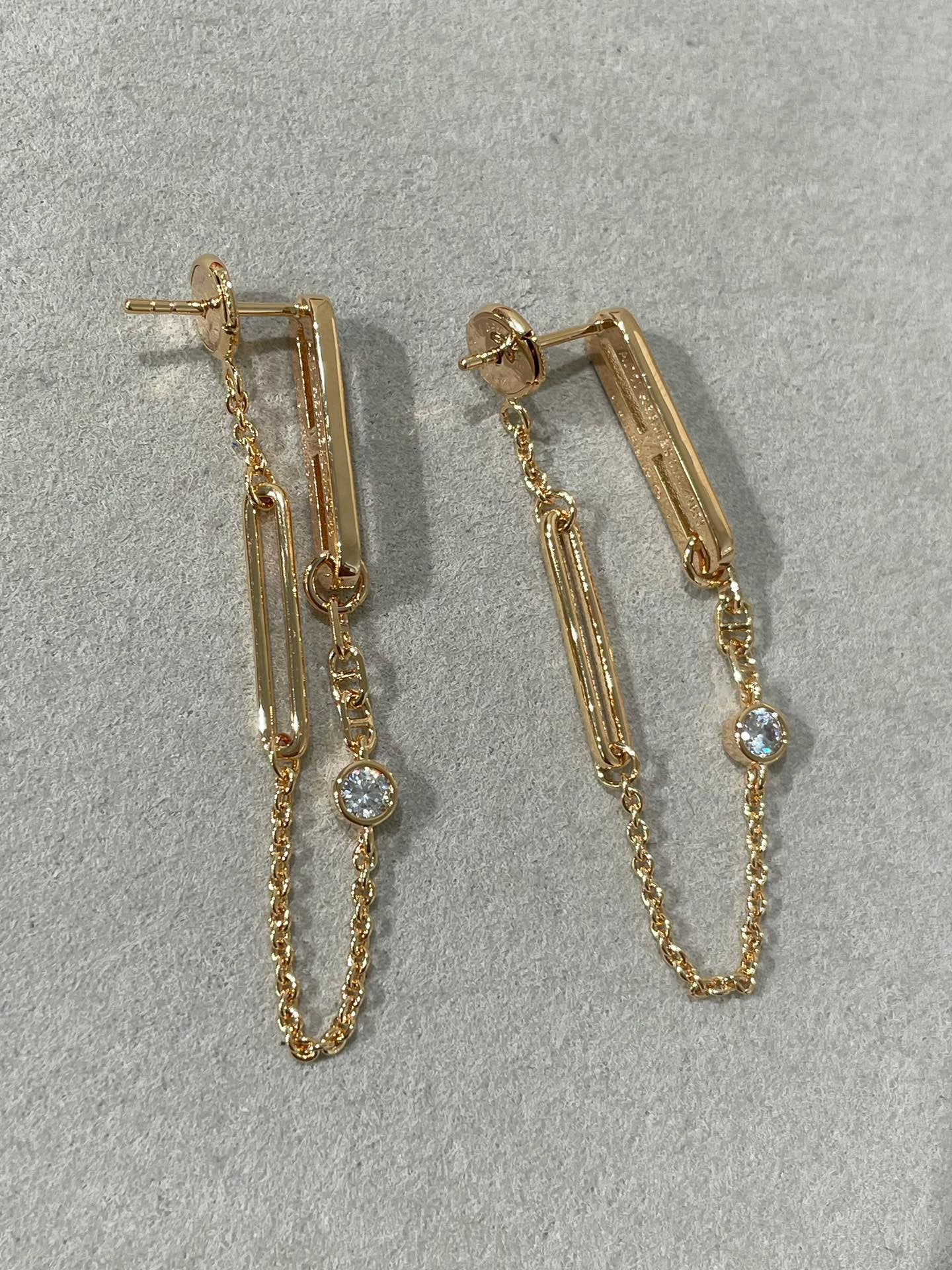 [Bijoux Regalia] BOUCLES D'OREILLES PENDANTES DIAMANT CHAINE CHAOS