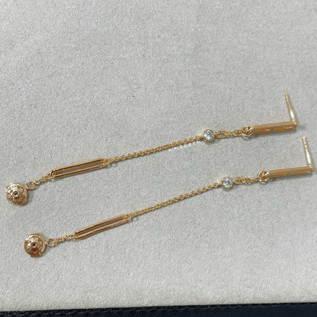 [Bijoux Regalia] BOUCLES D'OREILLES PENDANTES DIAMANT CHAINE CHAOS