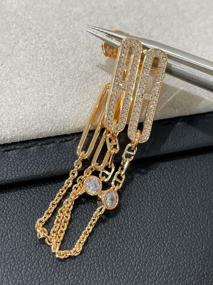 [Bijoux Regalia] BOUCLES D'OREILLES PENDANTES DIAMANT CHAINE CHAOS