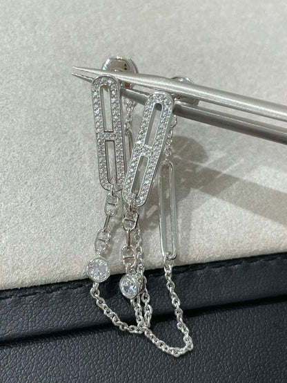 [Bijoux Regalia] BOUCLES D'OREILLES PENDANTES DIAMANT CHAINE CHAOS
