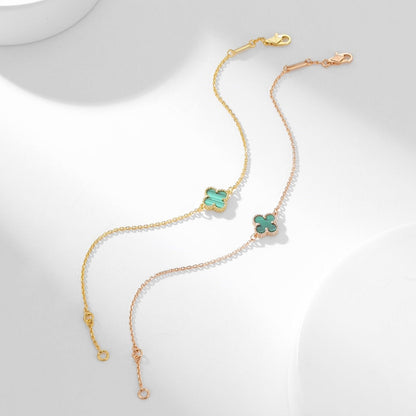 [Joyas Regalia]Pulsera de trébol de malaquita con un motivo
