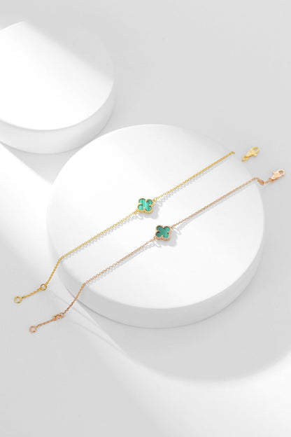[Joyas Regalia]Pulsera de trébol de malaquita con un motivo