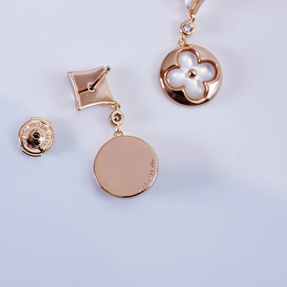 [Joyas Regalia] PENDIENTES DE GOTA DE MOPA DE ORO ROSA CON ESTRELLA Y SOL