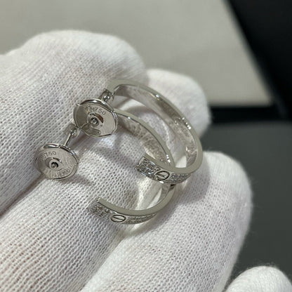 [Regalia jewelry]LOVE DIAMOND SILVER HOOP EARRINGS