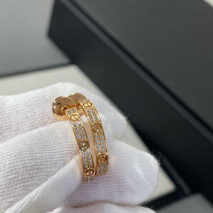 [Regalia jewelry]LOVE DIAMOND PINK GOLD HOOP EARRINGS