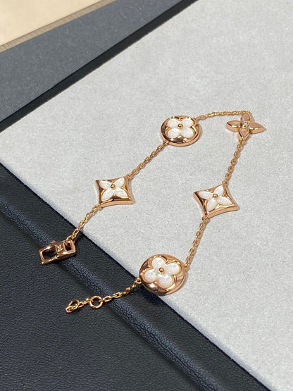 [Regalia jewelry]STAR AND SUN 5 MOTIF MOP PINK GOLD BRACELET