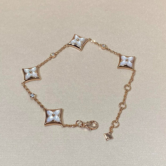[Regalia jewelry]STAR 4 MOTIF MOP DIAMOND PINK GOLD BRACELET