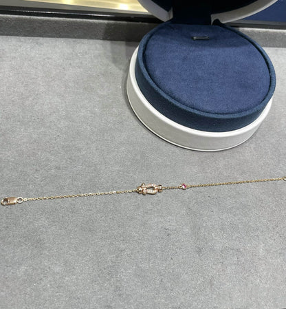 [Joyas Regalia] PULSERA DE ORO ROSA CON ESLABONES DE CADENA DE DIAMANTES FORCE 10