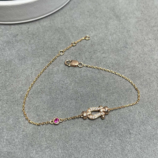 [Joyas Regalia] PULSERA DE ORO ROSA CON ESLABONES DE CADENA DE DIAMANTES FORCE 10