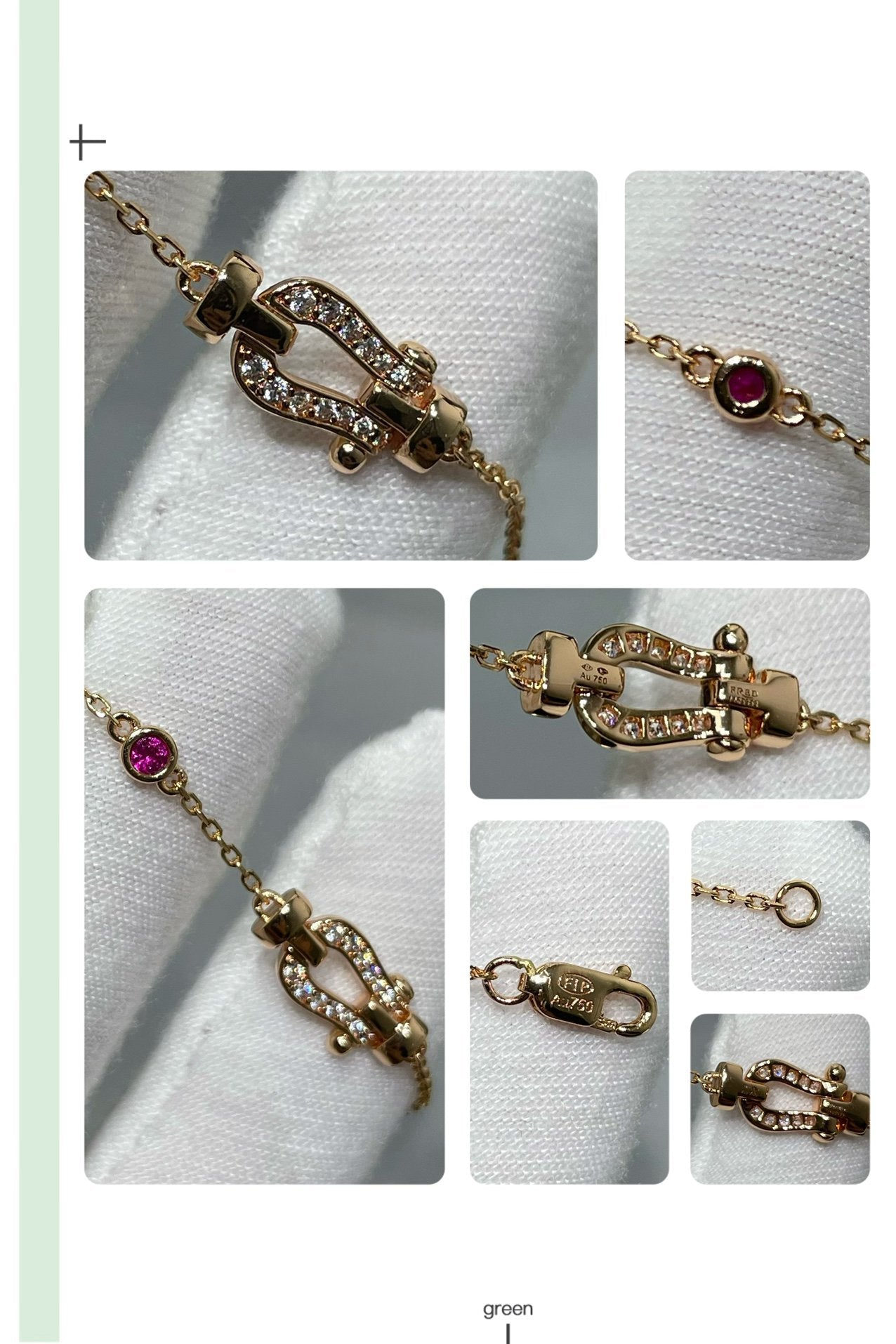[Joyas Regalia] PULSERA DE ORO ROSA CON ESLABONES DE CADENA DE DIAMANTES FORCE 10