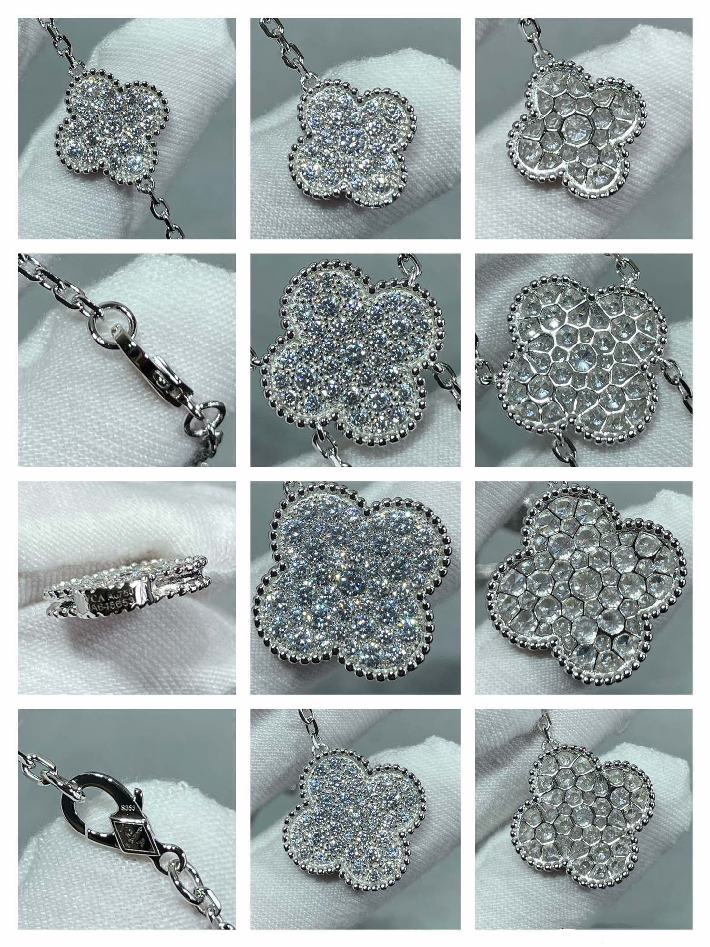 [Regalia jewelry]CLOVER 6 MOTIF DIAMOND PAVED NECKLACE