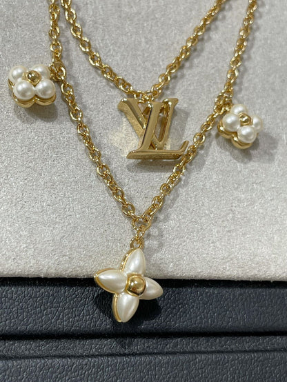 [Regalia jewelry]FLOWERGRAM GOLD MOP DOUBLE ROW NECKLACE