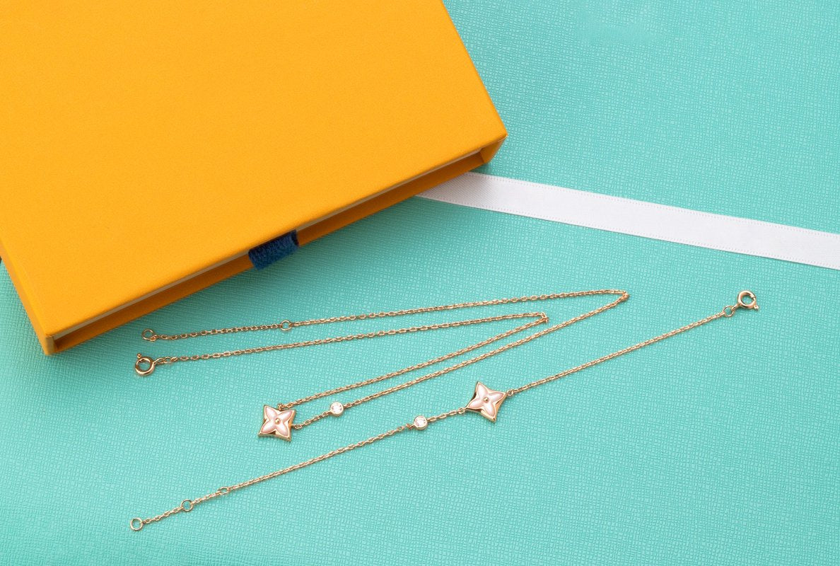 [Regalia jewelry]STAR PINK MOP 1 DIAMOND PINK GOLD NECKLACE
