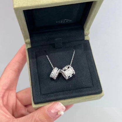 [Regalia jewelry]PERLEE DOUBLE PENDANT SILVER DIAMOND NECKLACE