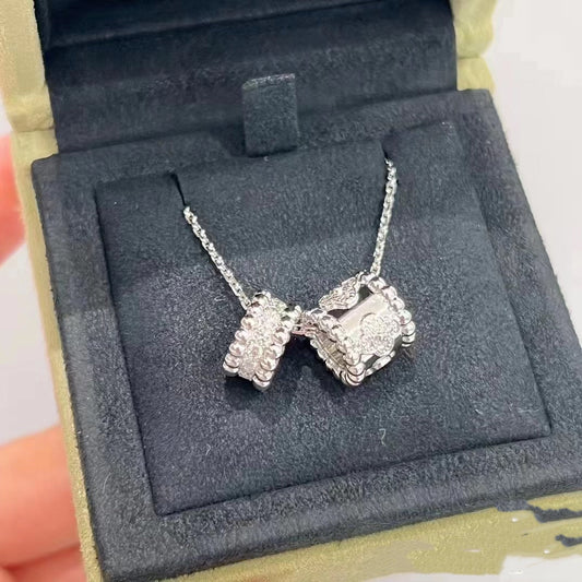 [Regalia jewelry]PERLEE DOUBLE PENDANT SILVER DIAMOND NECKLACE