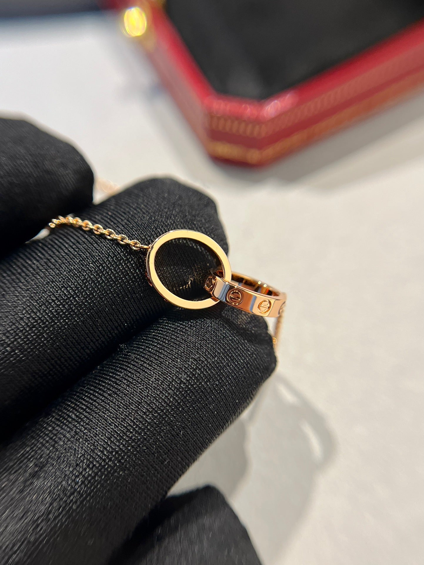 [Regalia jewelry]LOVE NECKLACE DOUBLE RING PINK GOLD