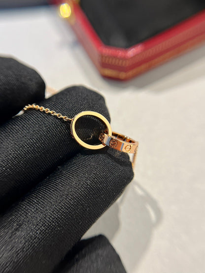 [Regalia jewelry]LOVE NECKLACE DOUBLE RING PINK GOLD