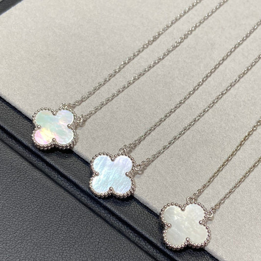 [Regalia jewelry]CLOVER MEDIUM SILVER WHITE MOP NECKLACE