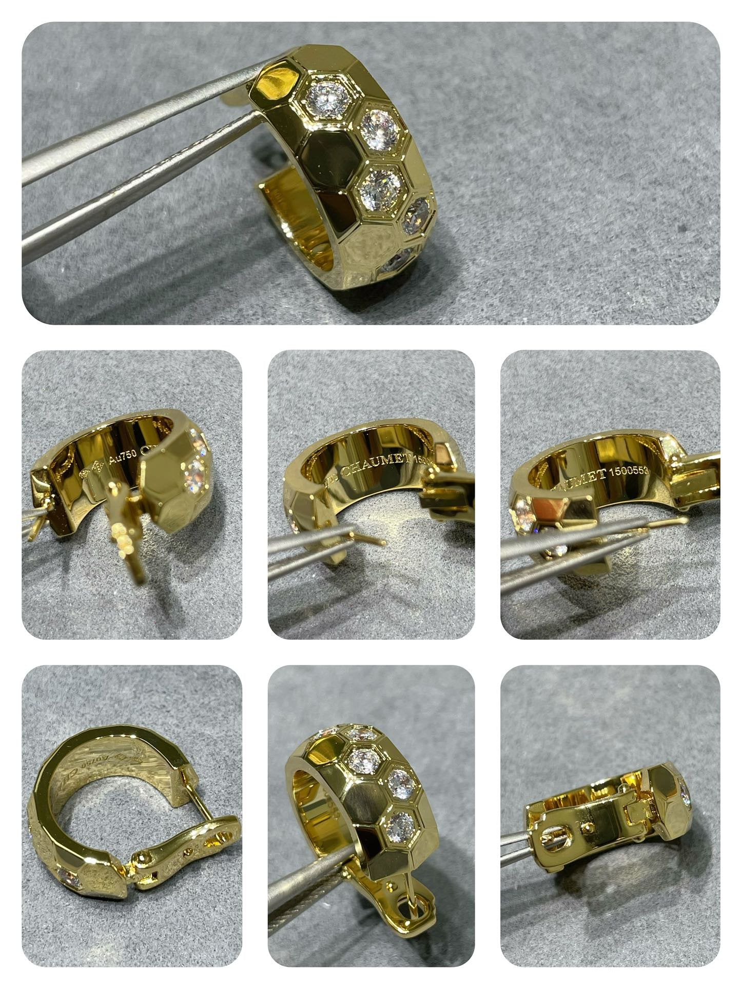 [Joyas Regalia] PENDIENTES DE ARO CON DIAMANTES BEE LOVE 