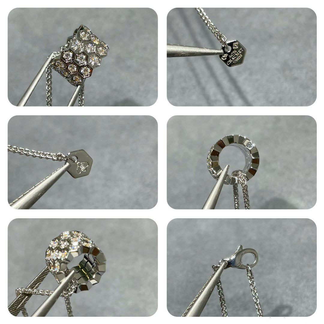 [Regalia jewelry]BEE LOVE DIAMOND PAVED 3 ROW NECKLACE