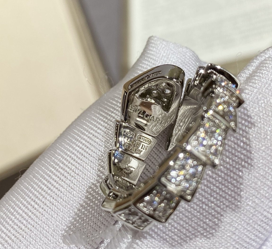 [Regalia jewelry]SERPENTI LARGE RING SILVER DIAMOND PAVED