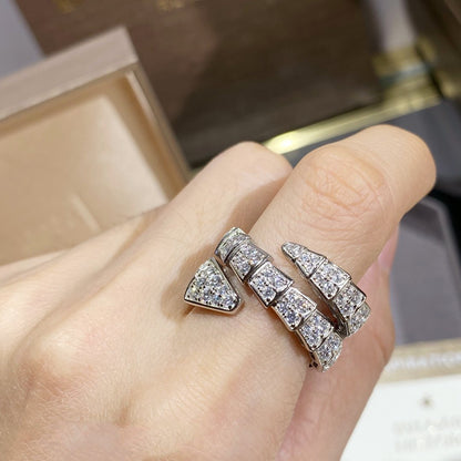 [Regalia jewelry]SERPENTI DOUBLE RING SILVER DIAMOND PAVED