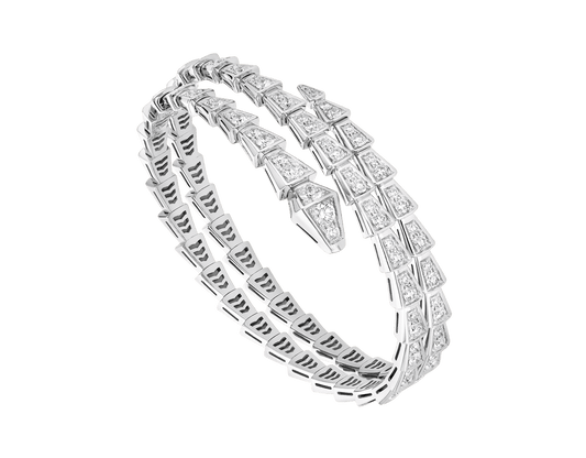 [Joyas Regalia]Pulsera Serpenti de plata y diamantes de doble fila