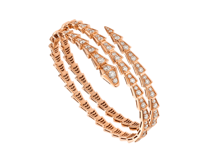 [Joyas Regalia]Pulsera Serpenti de oro rosa con diamantes de doble fila