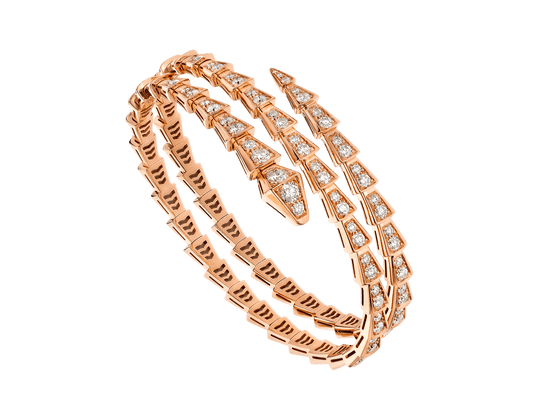 [Joyas Regalia]Pulsera Serpenti de oro rosa con diamantes de doble fila