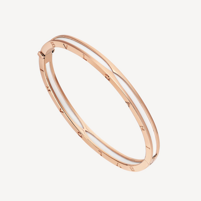 [Joyas Regalia] PULSERA ZERO 1 DE ORO ROSA CON CERÁMICA BLANCA