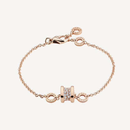 [Joyas Regalia] PULSERA EN ESPIRAL DE ORO ROSA SUAVE ZERO 1 CON DIAMANTES PAVADOS