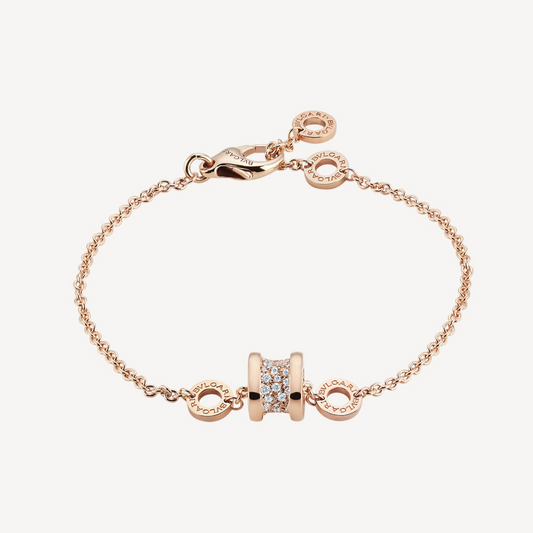[Joyas Regalia] PULSERA EN ESPIRAL DE ORO ROSA SUAVE ZERO 1 CON DIAMANTES PAVADOS