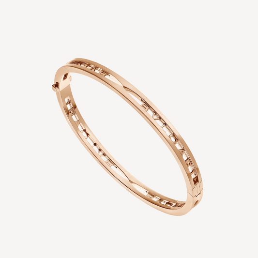 [Joyas Regalia] PULSERA DE ORO ROSA CON LOGO EN ESPIRAL ZERO 1