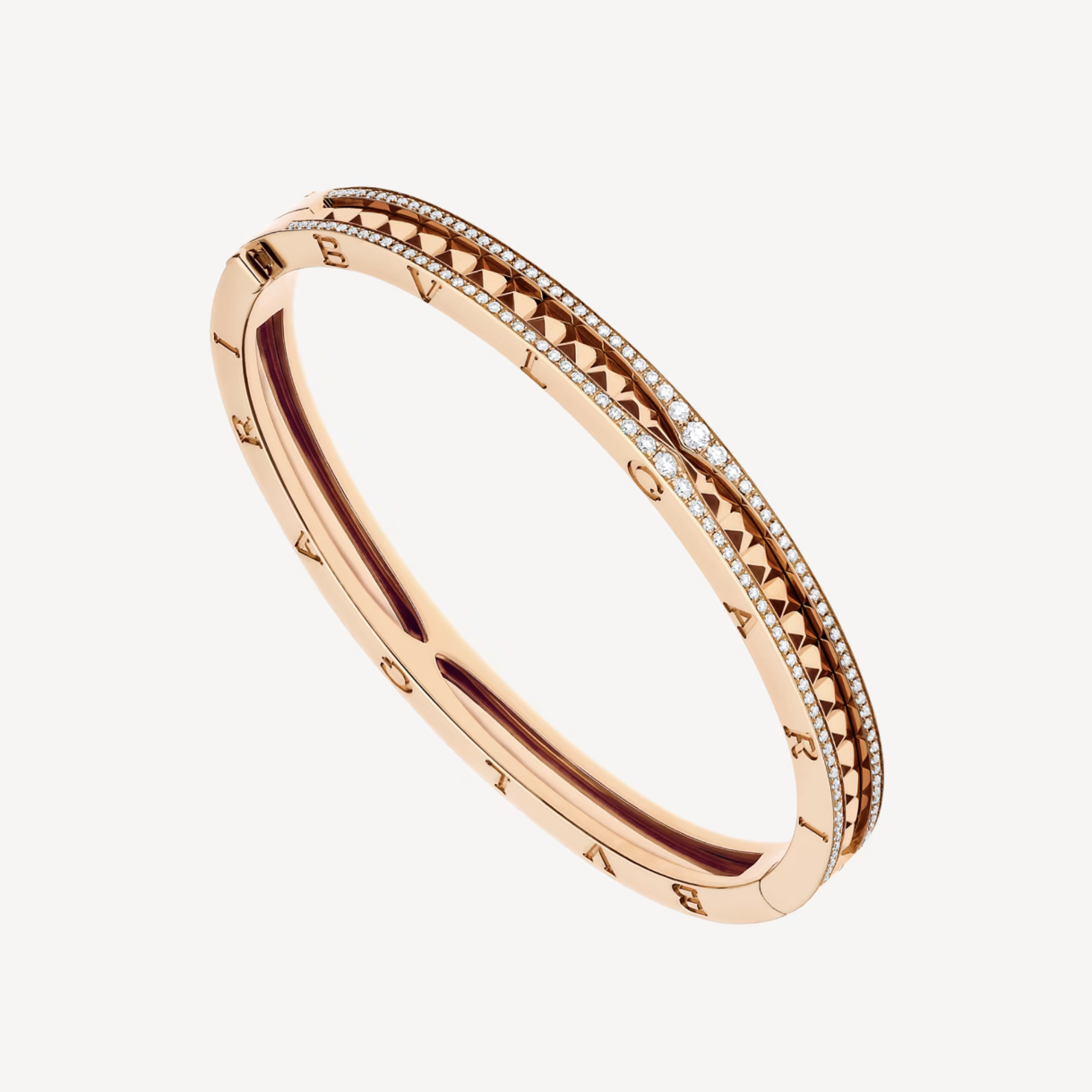 [Joyas Regalia] PULSERA DE ORO ROSA CON ESPIRAL Y DIAMANTES PAVÉ ZERO 1