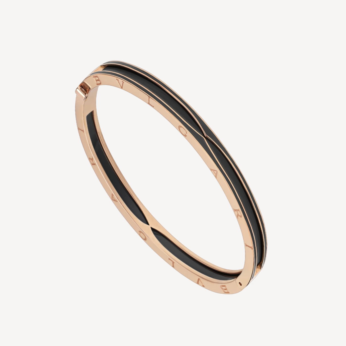 [Joyas Regalia] PULSERA ZERO 1 DE ORO ROSA CON CERÁMICA NEGRA MATE