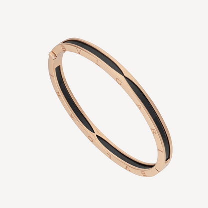 [Joyas Regalia] PULSERA ZERO 1 DE ORO ROSA CON CERÁMICA NEGRA