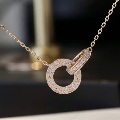[Joyas Regalia] COLLAR LOVE DE 7,6 MM EN ORO ROSA Y PLATA CON DIAMANTES