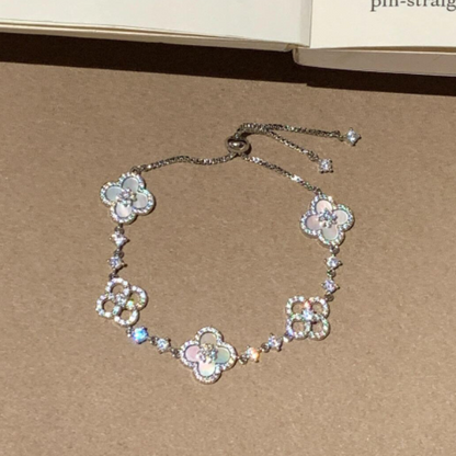 [Joyas Regalia] PULSERA CON 5 MOTIVOS DE TRÉBOL ROSA AZUL ROJO BLANCO
