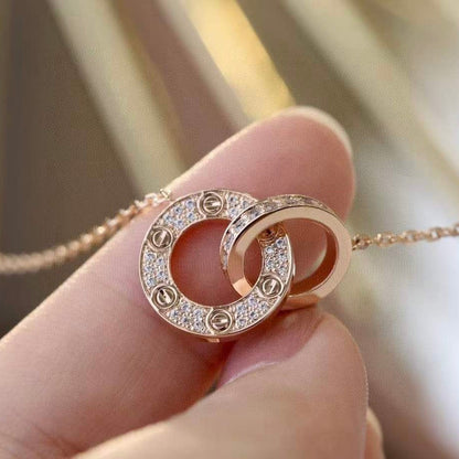 [Joyas Regalia] COLLAR LOVE DE 7,6 MM EN ORO ROSA Y PLATA CON DIAMANTES